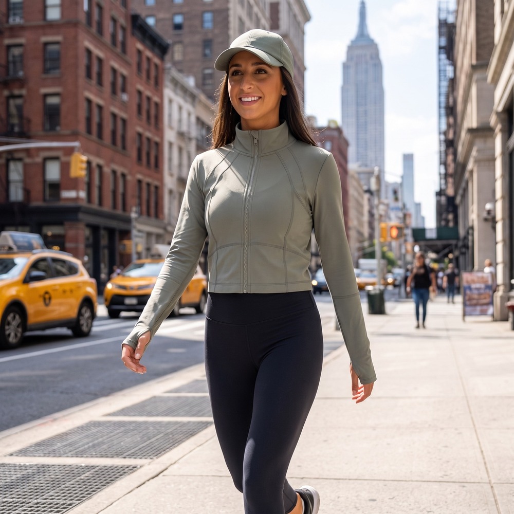 Halle Berry x Sweaty Betty re-spin Edit Cropped Zip Jacket Sage Green Large